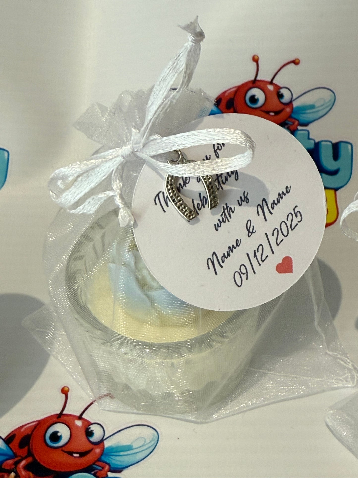 Wedding favour tea light candles