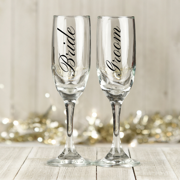 Wedding Day glass flutes