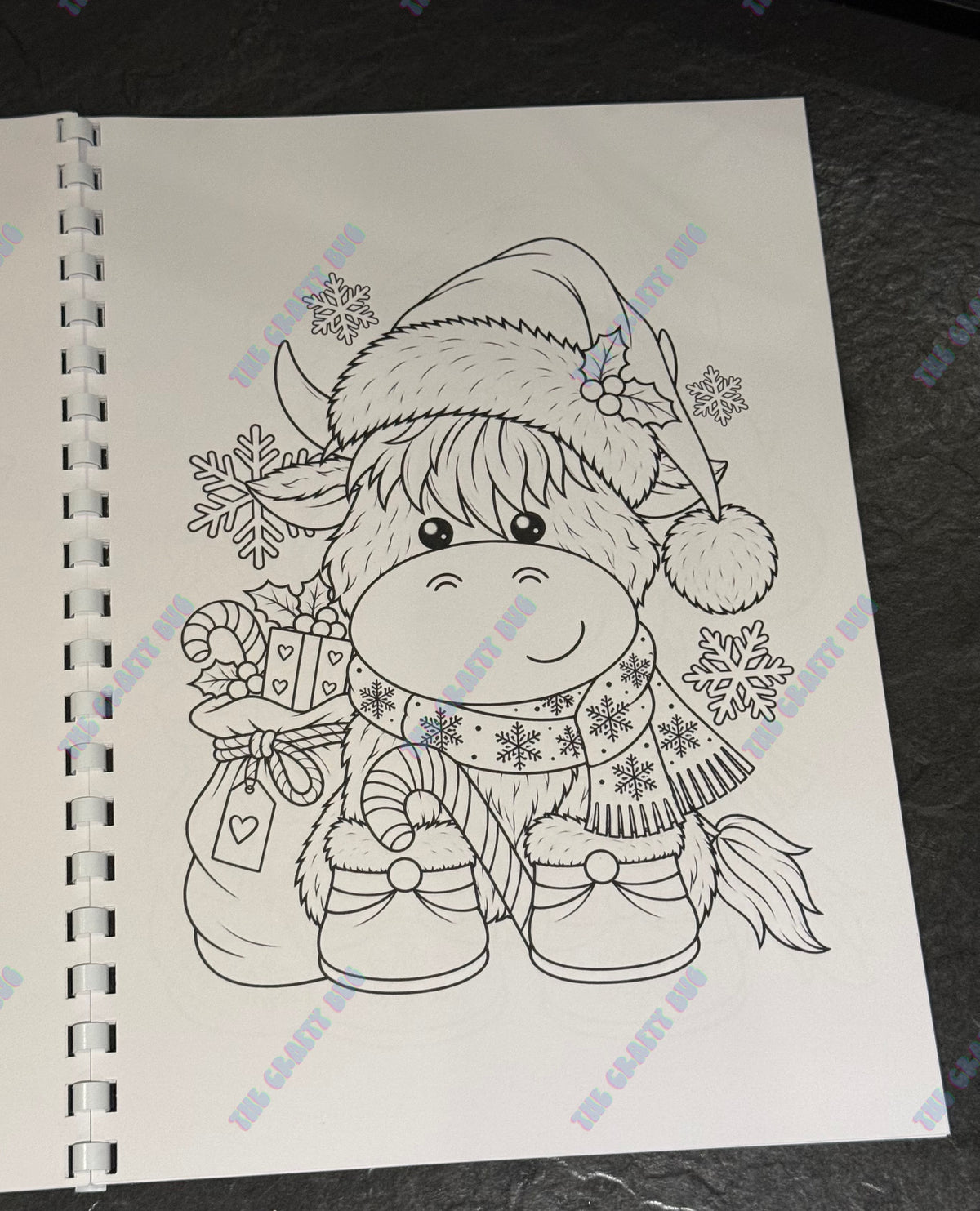 Highland cow Christmas colouring book