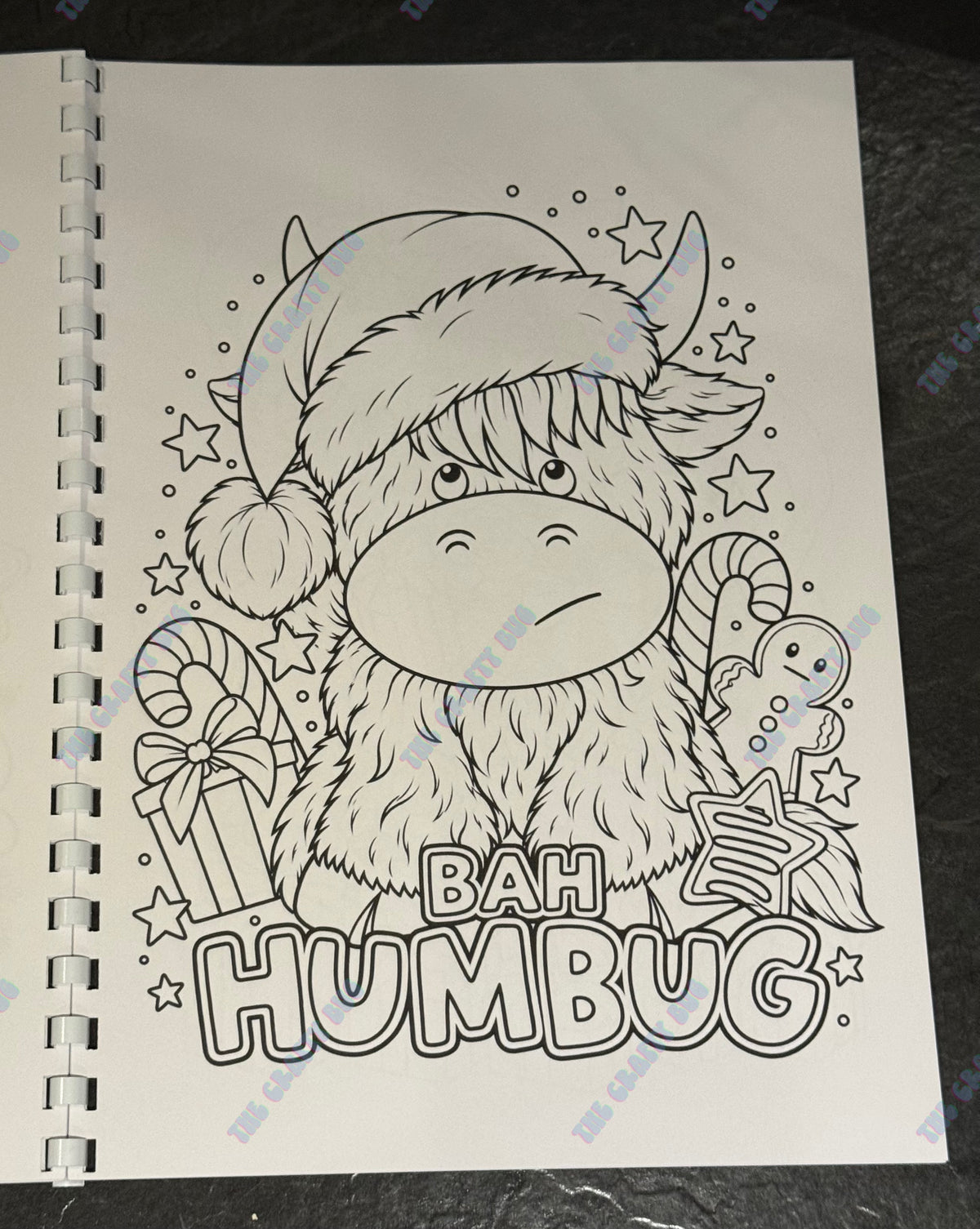 Highland cow Christmas colouring book